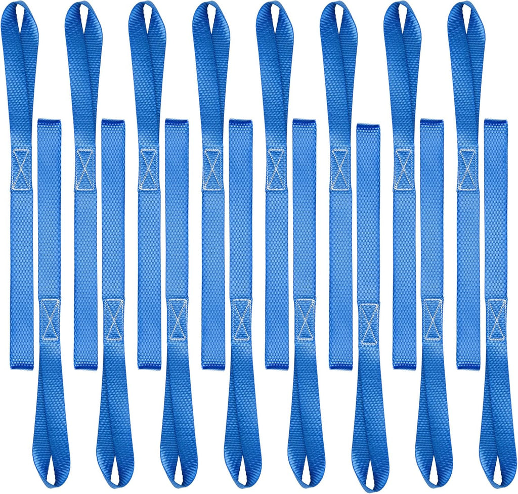 16 Pack 1"X18" Soft Loop Motorcycle Tie down Straps 3600Lbs Load Capacity Tie-Down Loops for Secure Trailering of Bikes, ATV, Lawn Equipment, Blue