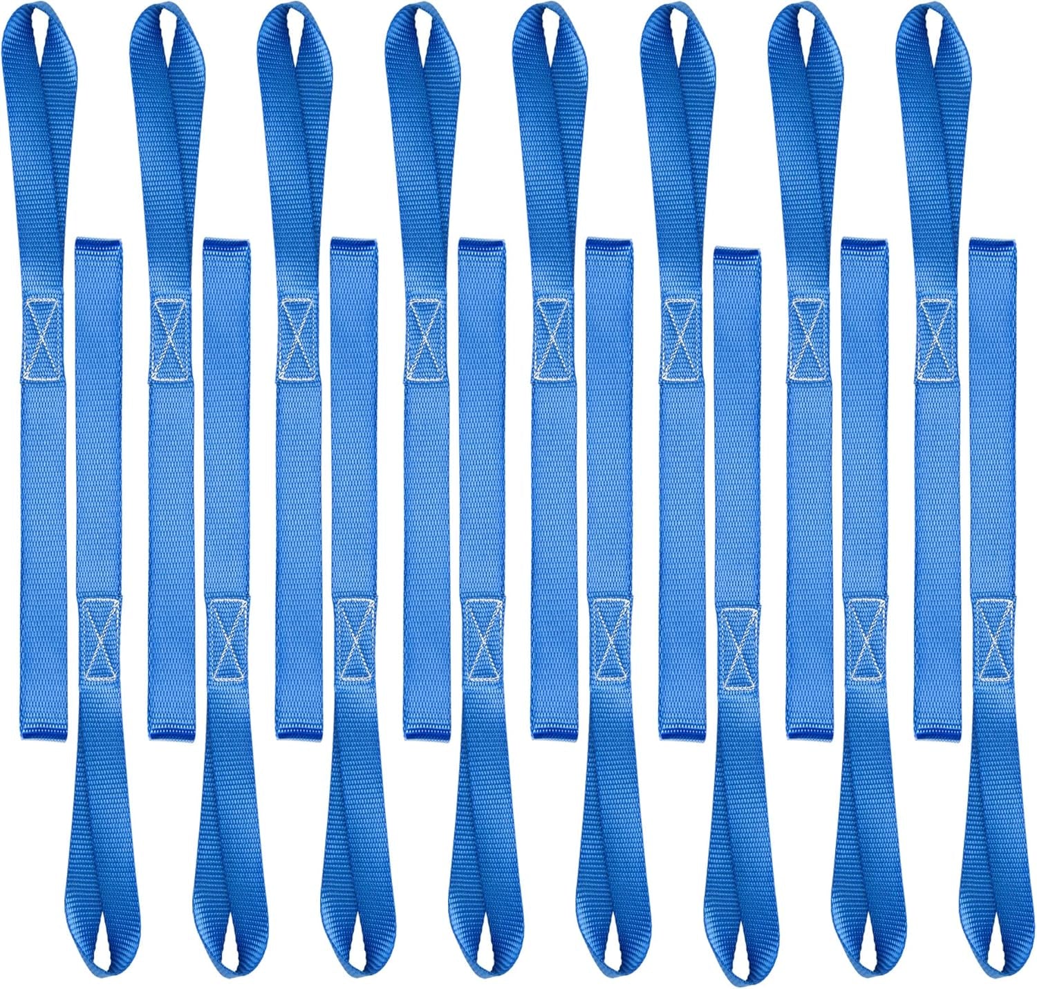 16 Pack 1"X18" Soft Loop Motorcycle Tie down Straps 3600Lbs Load Capacity Tie-Down Loops for Secure Trailering of Bikes, ATV, Lawn Equipment, Blue