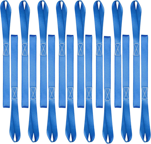 16 Pack 1"X18" Soft Loop Motorcycle Tie down Straps 3600Lbs Load Capacity Tie-Down Loops for Secure Trailering of Bikes, ATV, Lawn Equipment, Blue