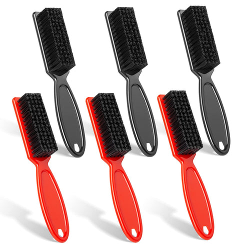 6-Piece Barber Blade Cleaning Brush Set - Nylon Clipper Cleaner Brushes for Men (Red/Black)