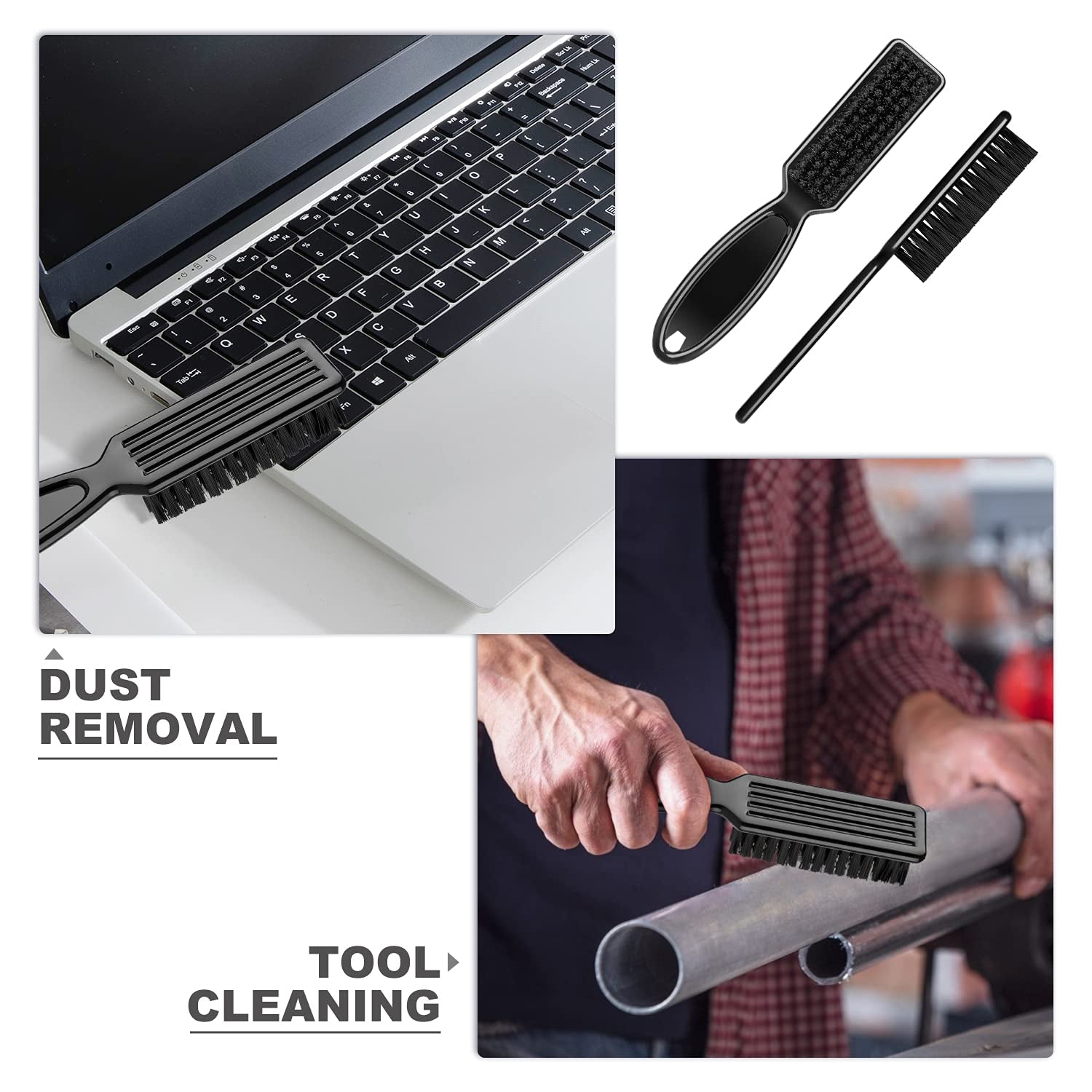 6-Piece Barber Blade Cleaning Brush Set - Nylon Clipper Cleaner Brushes for Men (Red/Black)